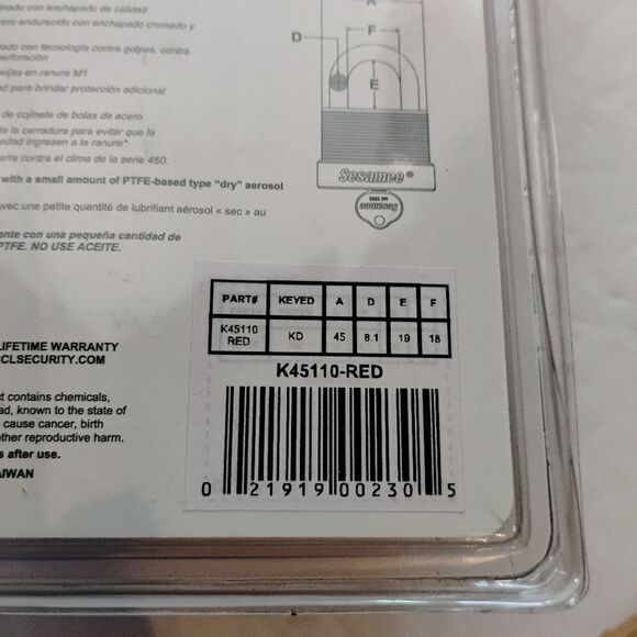 Sesamee Padlock with 2 Keys Red and Black NWT - Picture 14 of 14